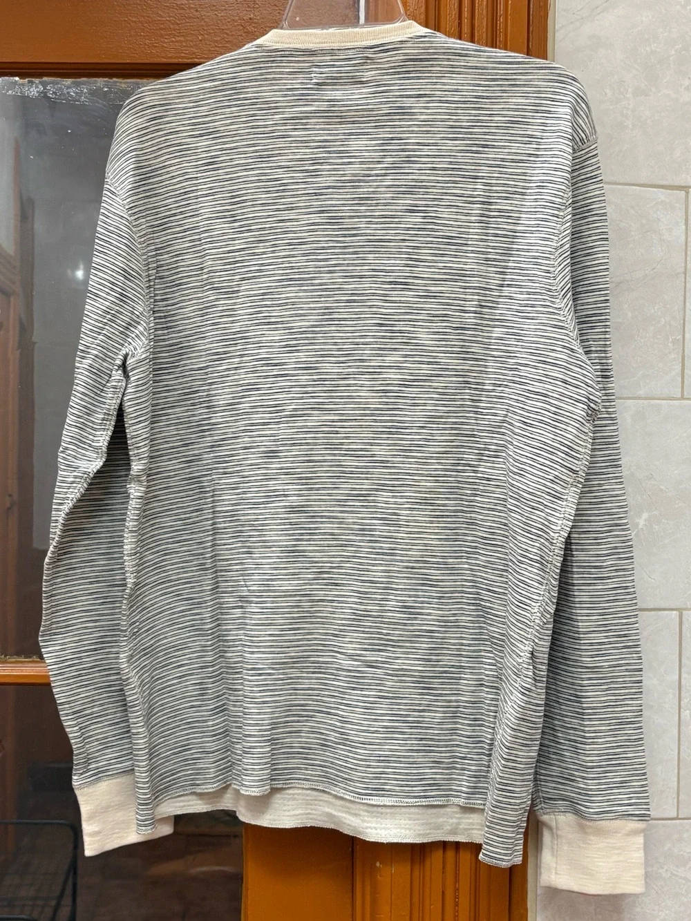 NWT J.Crew Knit Goods Striped Thermal Henley Long Sleeve Large